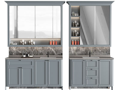 简欧带镜柜的洗手台