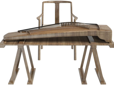 中式鸡翅木古筝乐器3d模型 中式鸡翅木古筝乐器