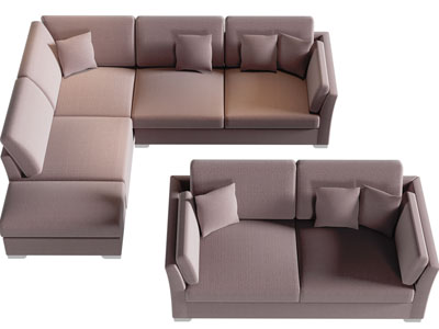 现代转角多人、双人沙发3d模型 现代转角多人、双人沙发