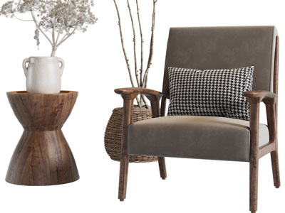 北欧休闲椅子、边几