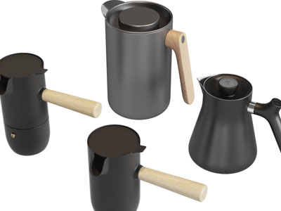 现代木柄手冲咖啡壶