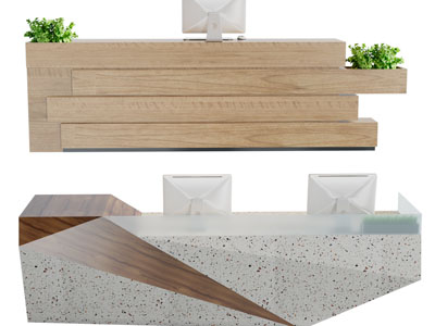 现代装饰植物的前台接待台