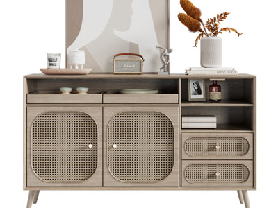 侘寂风餐边柜、摆件组合