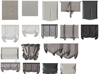 现代布艺拉帘、卷帘、罗马帘