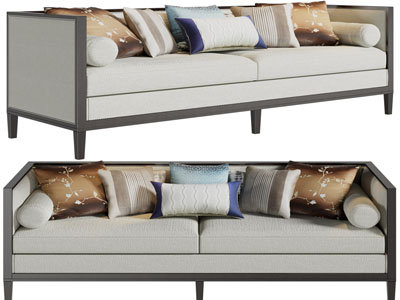 新中式实木边框的双人沙发3d模型 新中式实木边框的双人沙发