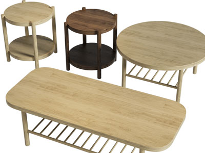 现代实木长方形、圆形实木茶几