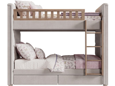 北欧软包靠背上下床