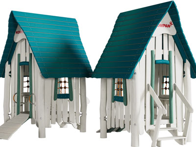 现代卡通木屋、小房子