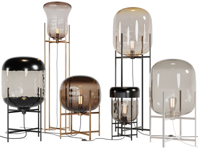 现代玻璃灯罩落地灯、台灯