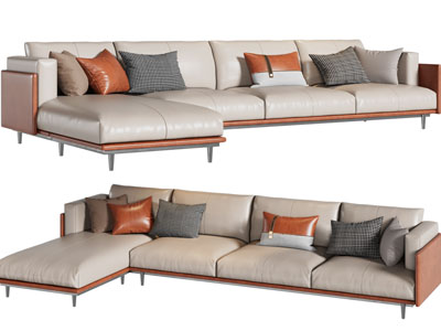 现代皮质转角多人沙发3d模型 现代皮质转角多人沙发