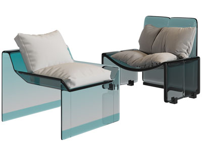 新中式透明支撑的休闲单人沙发3d模型 新中式透明支撑的休闲单人沙发