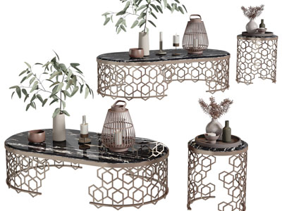 新中式椭圆形茶几、边几