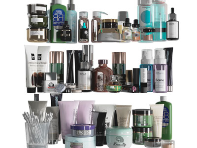 排列整齐的护肤品化妆品