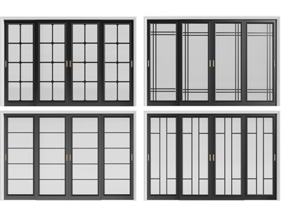 新中式四扇玻璃推拉门