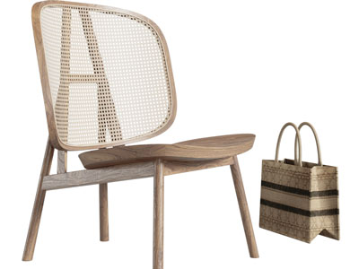 北欧实木藤编休闲椅子
