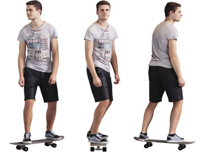 踩滑板车的男人人物