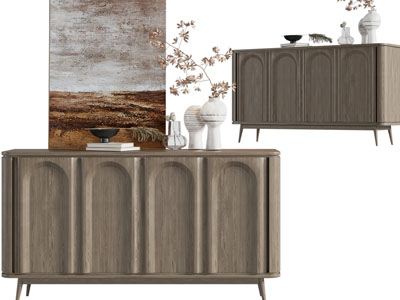 侘寂风实木玄关柜、边柜