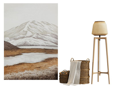 侘寂风落地灯、地画