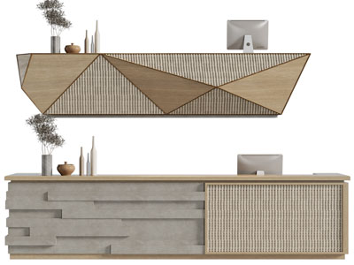 侘寂风前台接待台