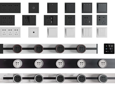 现代多孔联排开关面板3d模型 现代多孔联排开关面板