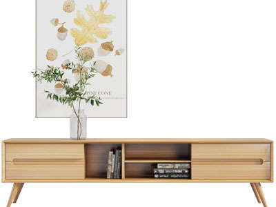 北欧实木电视柜、装饰画
