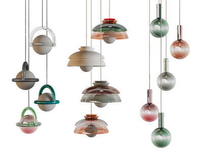 现代彩色垂线吊灯