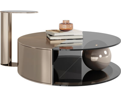 现代圆形拼接茶几、边几