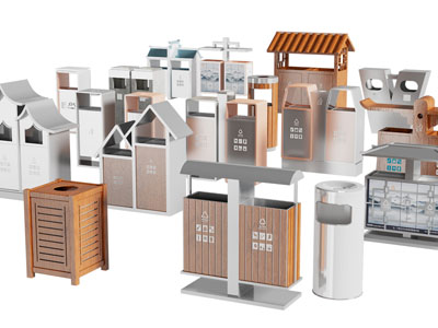 新中式户外街道公共垃圾桶3d模型 新中式户外街道公共垃圾桶