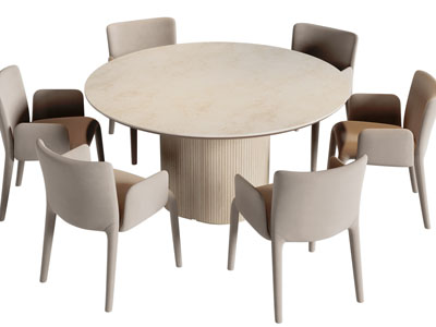 现代圆形餐桌椅组合