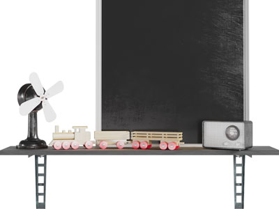 现代复古电风扇、收音机桌面摆件