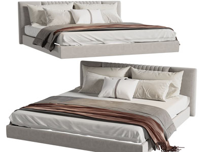 现代布艺双人床