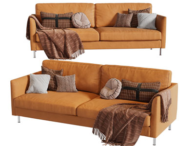 现代布艺姜黄色双人沙发3d模型 现代布艺姜黄色双人沙发