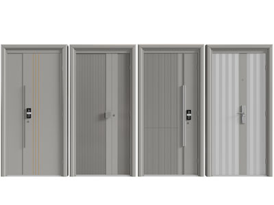 新中式带密码锁的入户平开门