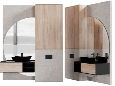 现代带收纳柜的洗手台