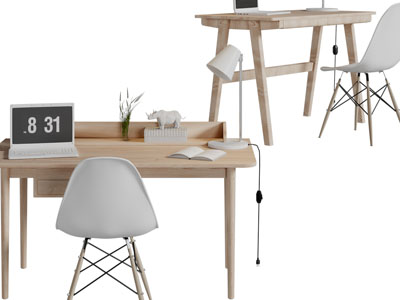 北欧实木书桌椅组合