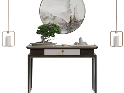 新中式端景台3d模型 新中式端景台
