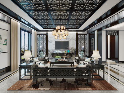 中式客厅、玄关过道