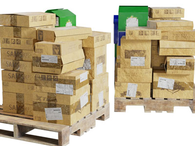 现代物流包裹、实木托盘纸箱货物3d模型 现代物流包裹、实木托盘纸箱货物