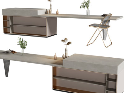 现代带吧台的餐桌椅组合