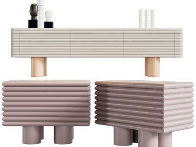 侘寂风条纹纹理的电视柜、床头柜