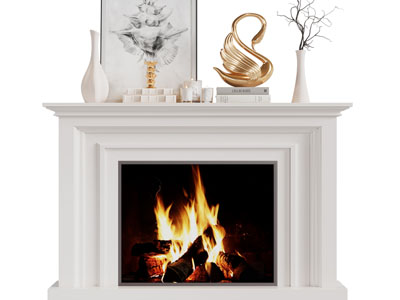 简欧白色壁炉火炉