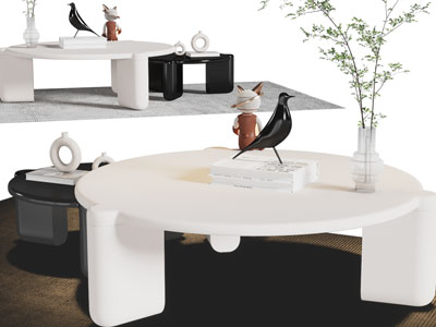 侘寂风圆形茶几