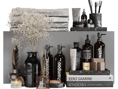 现代瓶装洗发水、牙缸卫浴小件