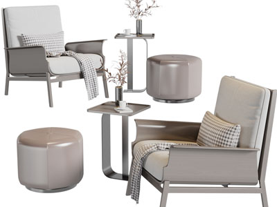 新中式休闲椅子、坐凳和边几