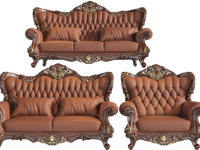 欧式雕花三人、双人和单人沙发