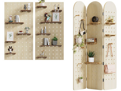 北欧实木洞洞眼墙面收纳置物架