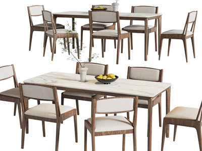 现代长方形餐桌椅组合