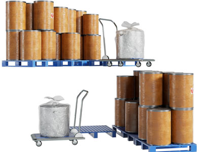 现代可折叠小推车、桶装货物3d模型 现代可折叠小推车、桶装货物