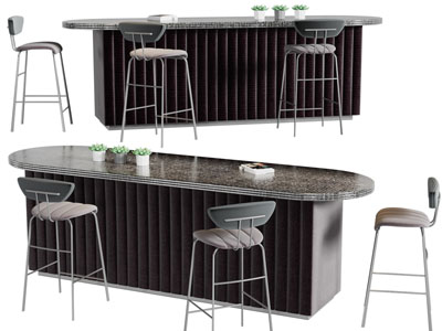 现代椭圆形吧台、吧椅