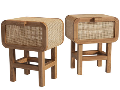 侘寂风实木床头柜